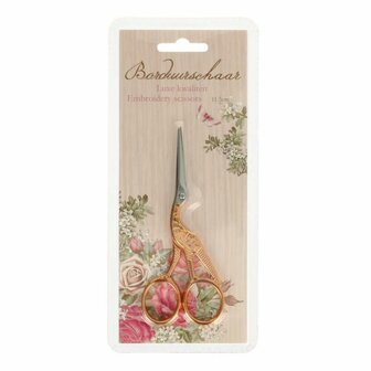 Borduurschaar Ooievaar - ros&eacute; goud - 11,5 cm