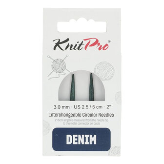 KnitPro Indigo - 5 cm korte verwisselbare breipunten  3.00mm