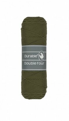 double four, dark olive, hooks and yarn
