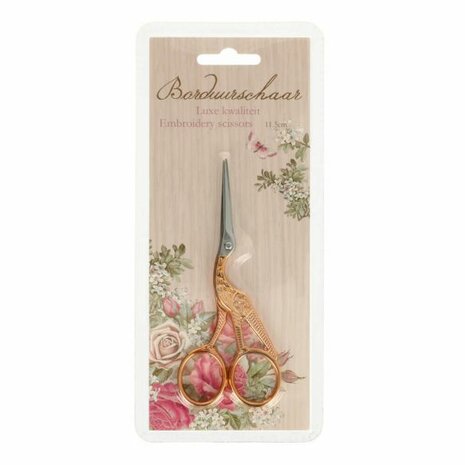 Borduurschaar Ooievaar - rosé goud - 11,5 cm