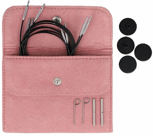 KnitPro Swivel 360&deg; verw. kabel set 60-100cm pink